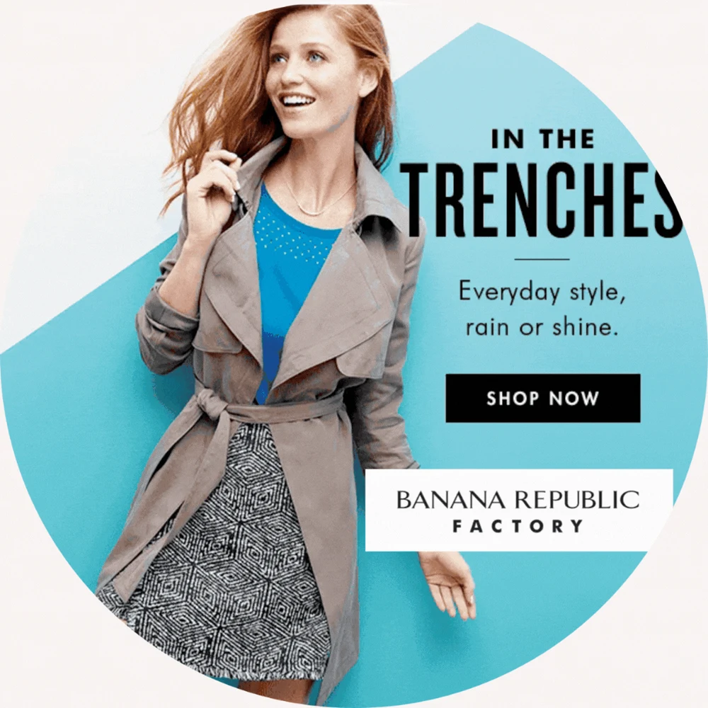 Banana Republic Factory In the Trenches campaign creative from the ecommerce launch